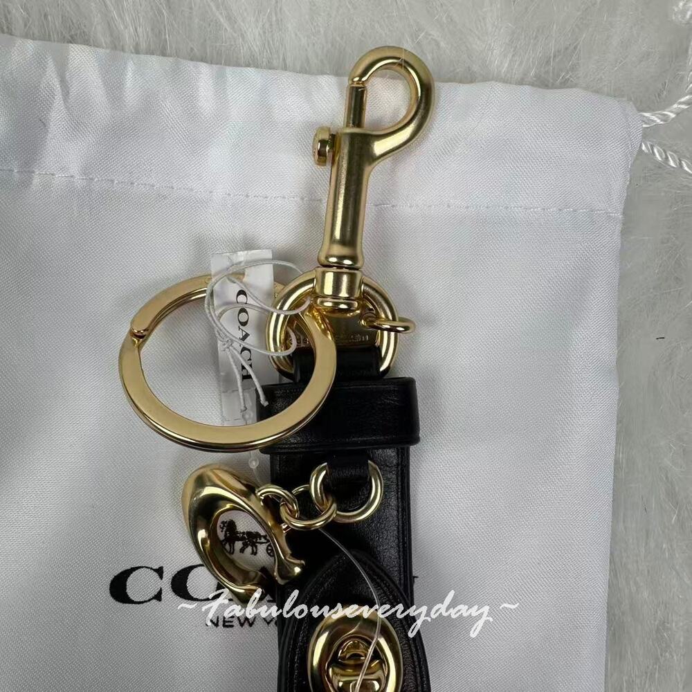 Coach Trigger Snap Bag Charm In Leather/Gold/Black CR727 NWT - Picture 6 of 7